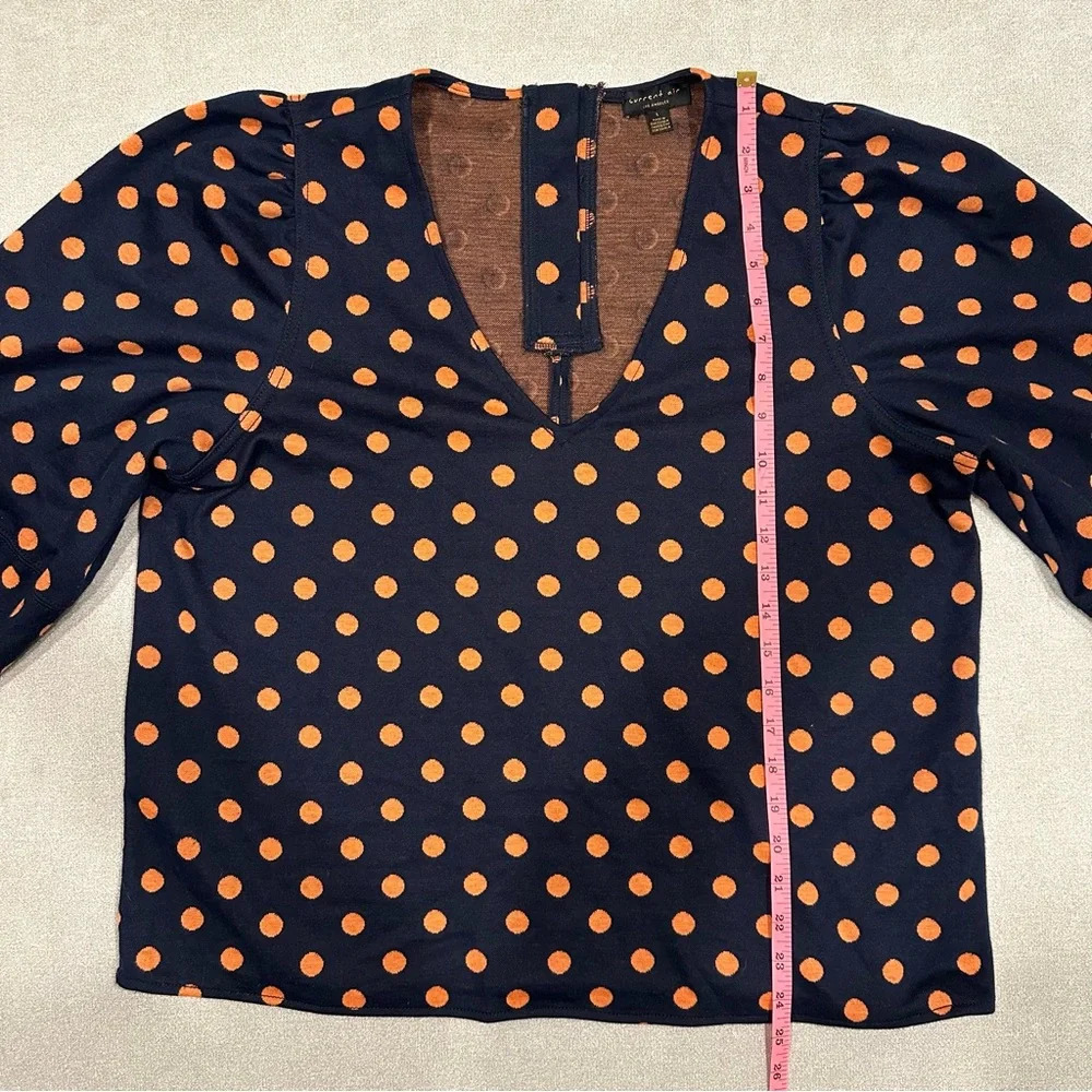 Anthropologie Current Air Structured Polka Dot Sweater.  Size Large. Nav… - Picture 7 of 9